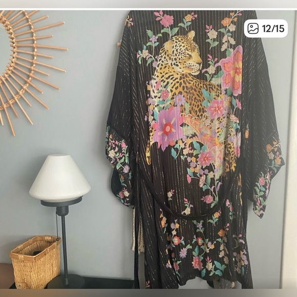 Spell Black Kimono with Floral and Leopard Design - Picture 10 of 11
